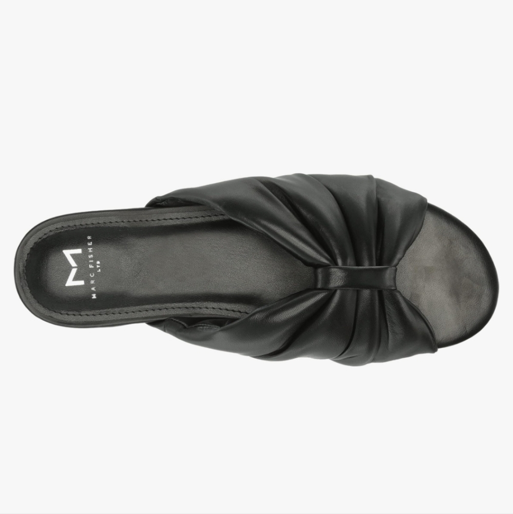 Marc Fisher Women's Olita Flat Slide Sandals Black Size 6M NWOB